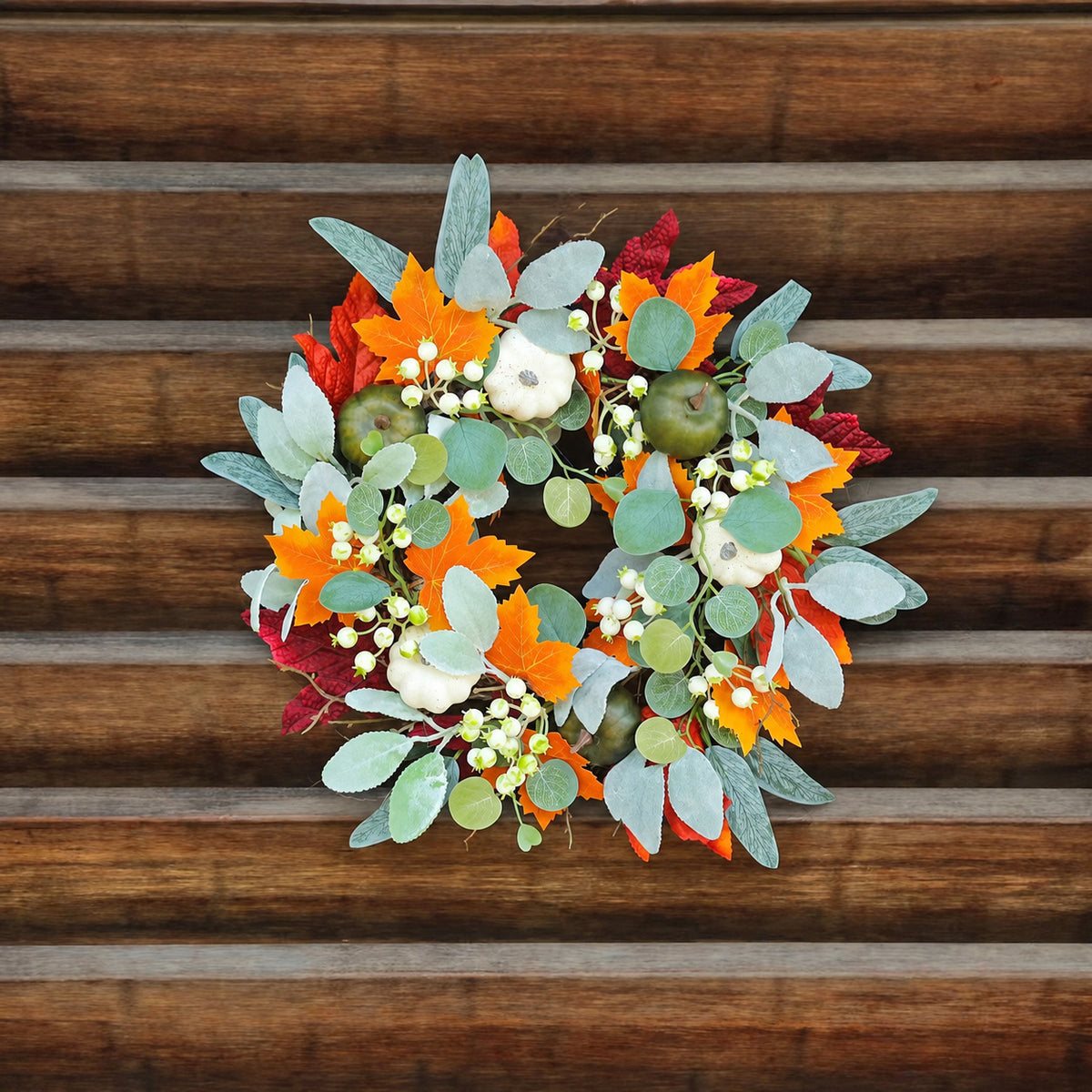 White Pumpkin & Eucalyptus Fall Wreath