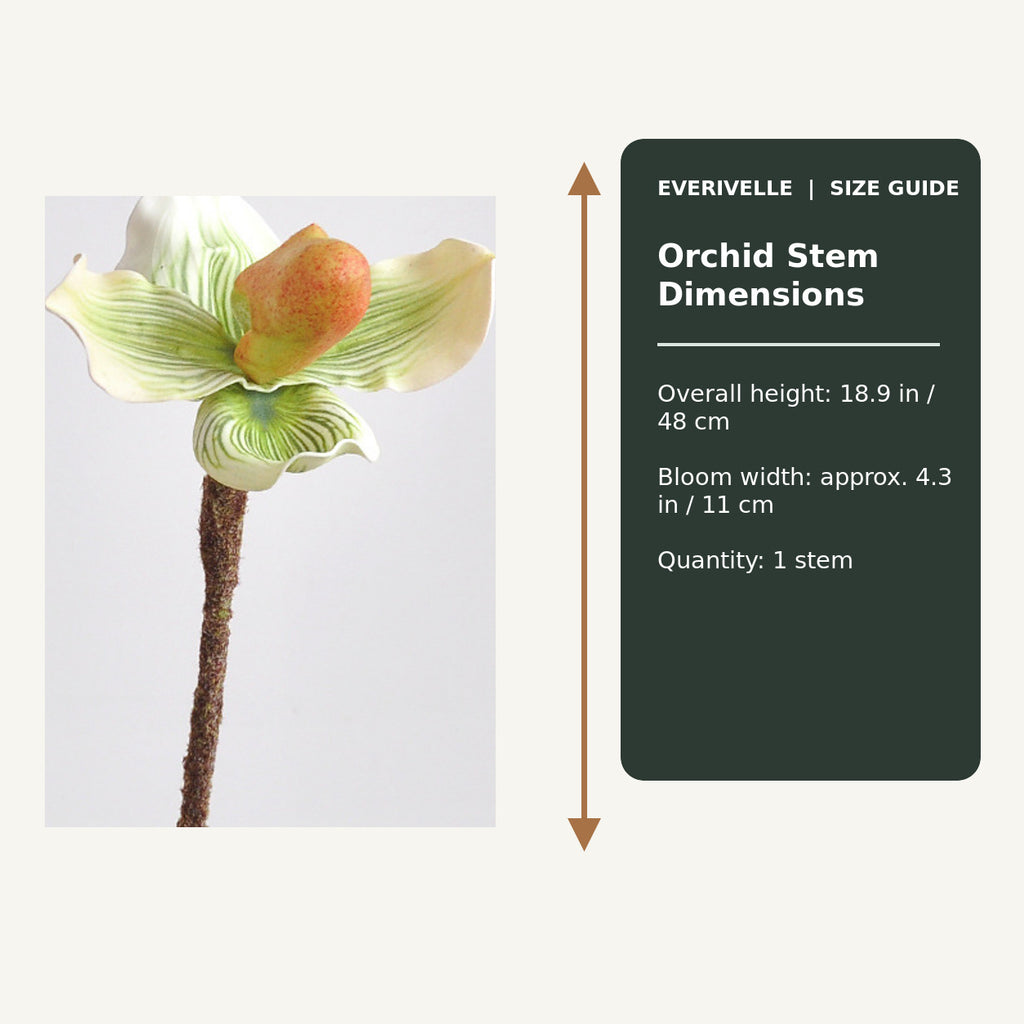 EVERIVELLE Artificial Paphiopedilum Slipper Orchid Stem