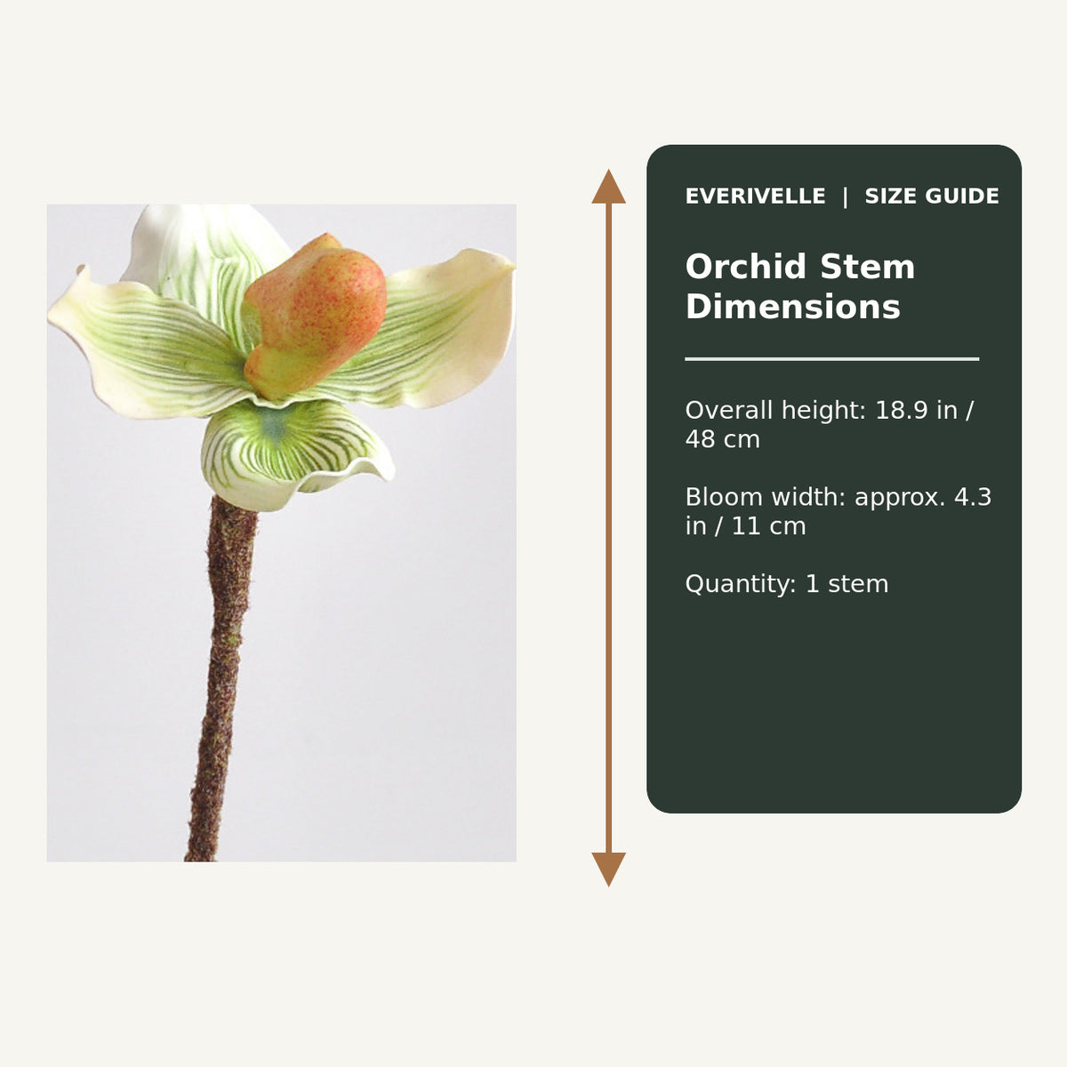 EVERIVELLE Artificial Paphiopedilum Slipper Orchid Stem