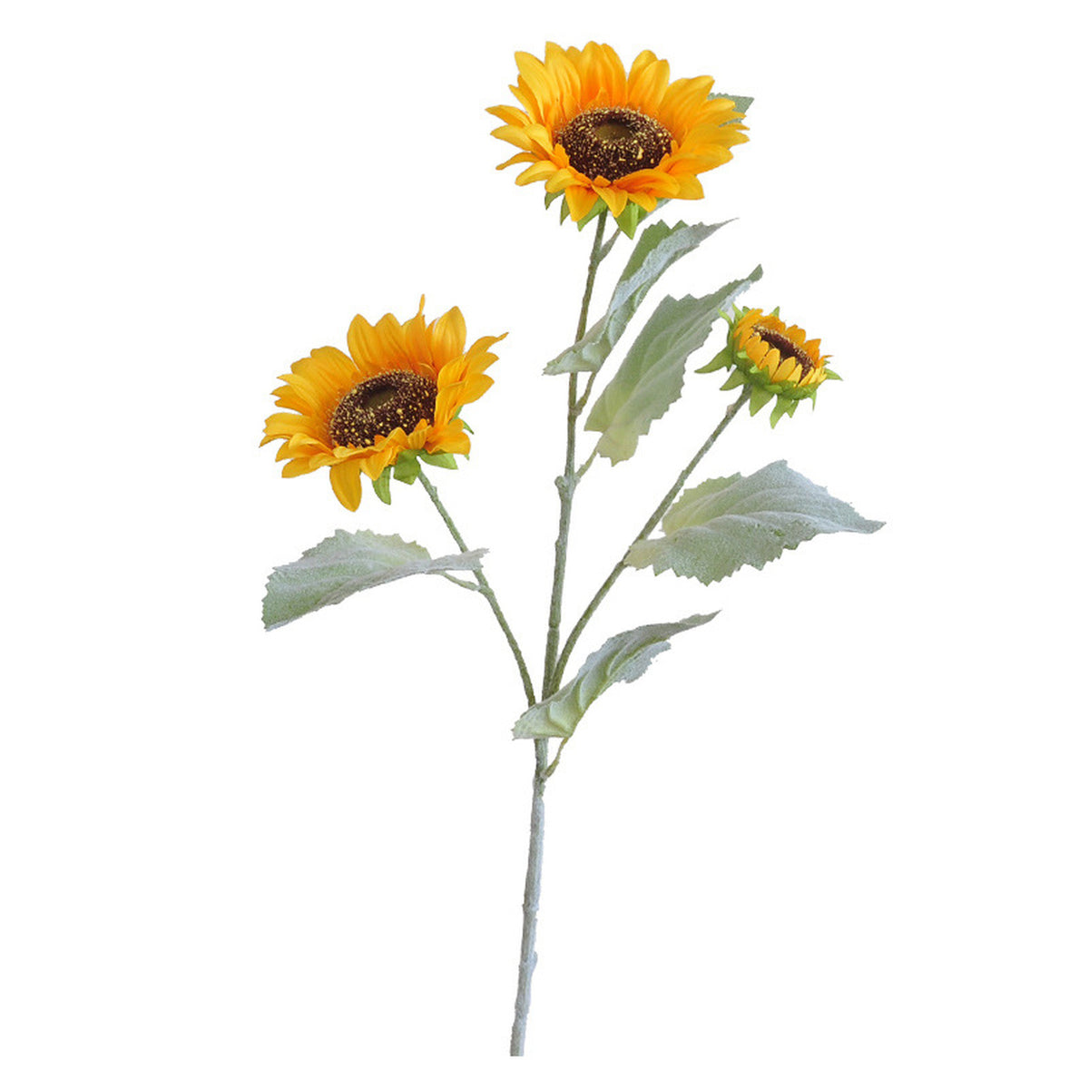 EVERIVELLE 25.6-Inch Three-Head Flocked Artificial Sunflower Stem