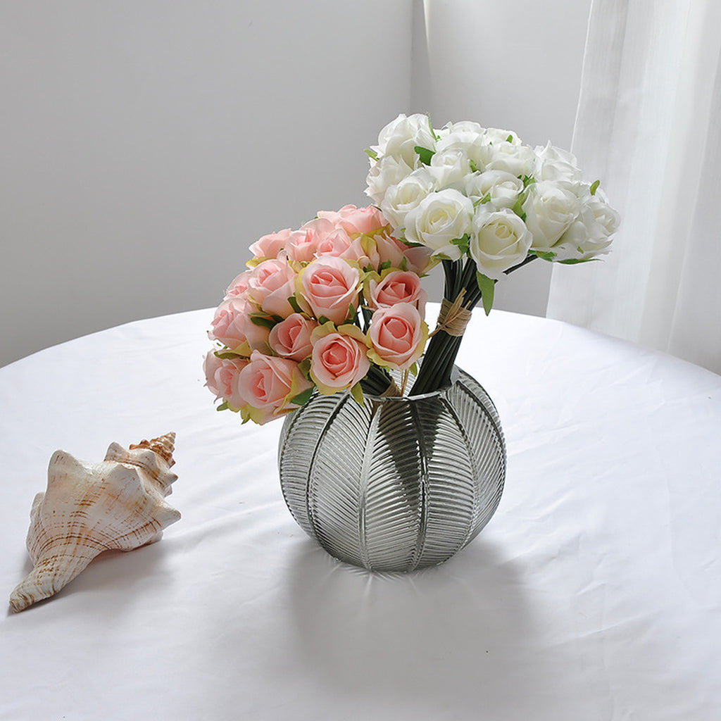 EVERIVELLE 8.7-Inch 22-Head Artificial Mini Rosebud Bouquet