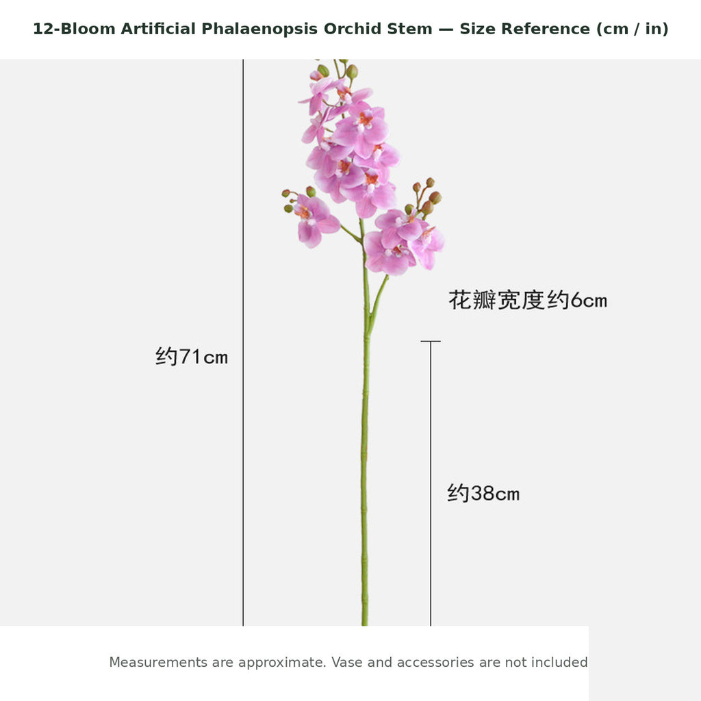 EVERIVELLE 12-Bloom Artificial Phalaenopsis Orchid Stem