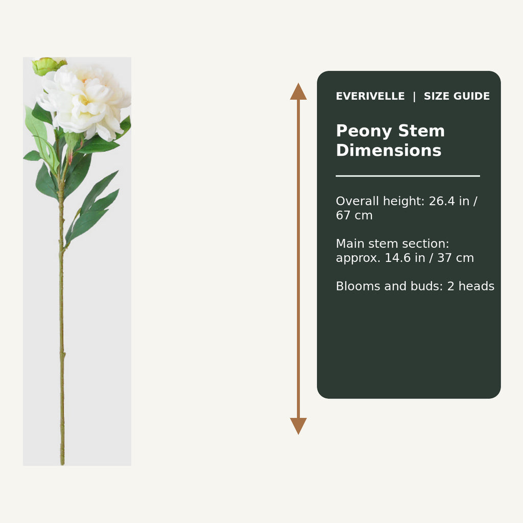 EVERIVELLE Two-Head Artificial Phoenix Peony Stem