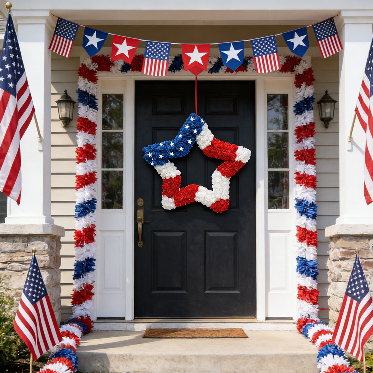 Patriotic Red, White & Blue Star Wreath