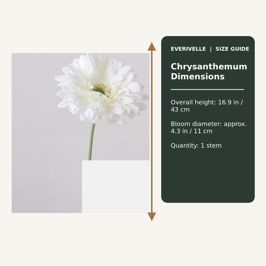 EVERIVELLE Artificial Round-Petal Chrysanthemum Stem
