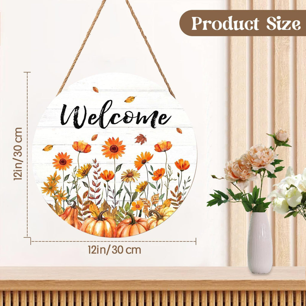 Autumn Round Wood Door Sign Collection