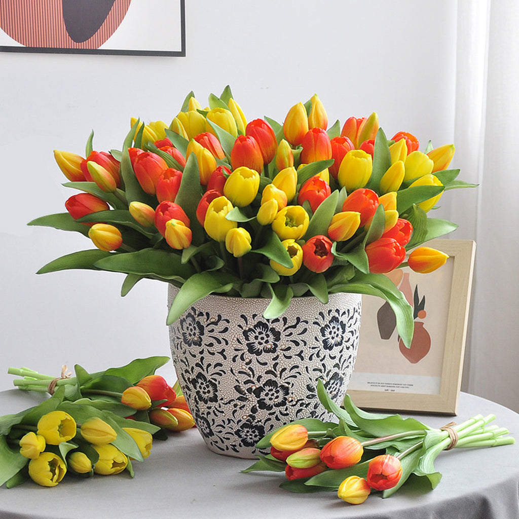 EVERIVELLE Seven-Head Soft-Touch Artificial Tulip Bouquet