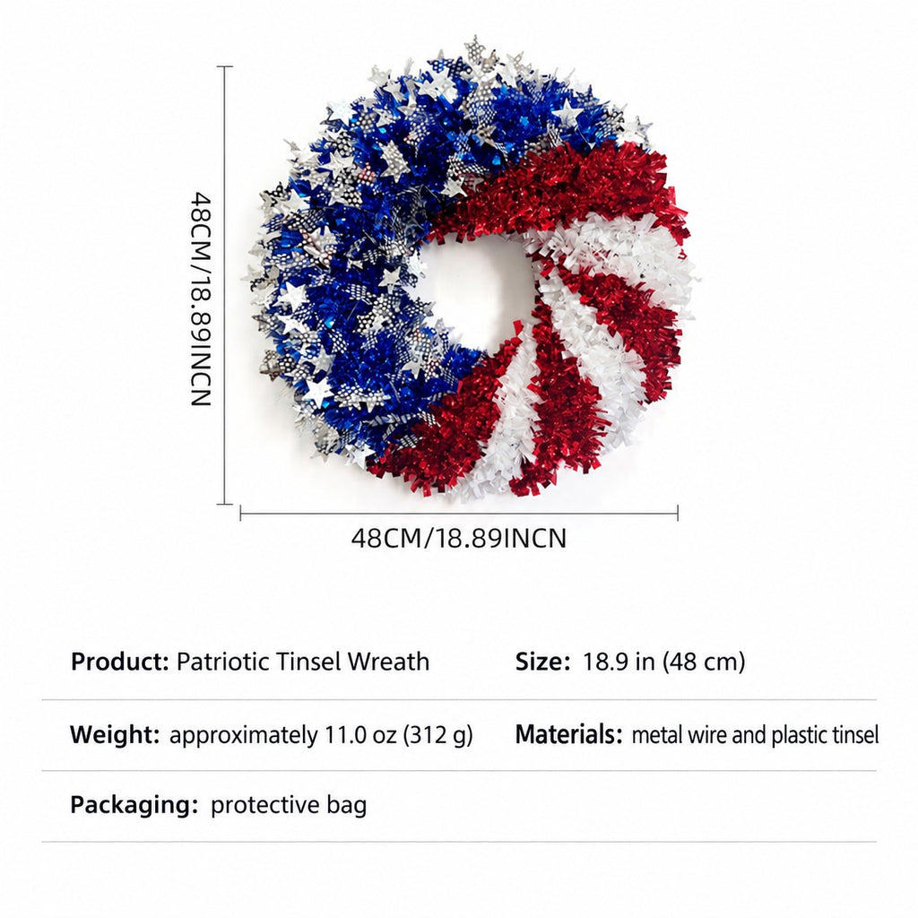 Patriotic Flag Tinsel Wreath