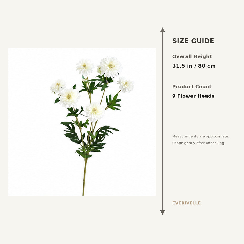 EVERIVELLE 31.5-Inch Nine-Head Artificial Zinnia Spray