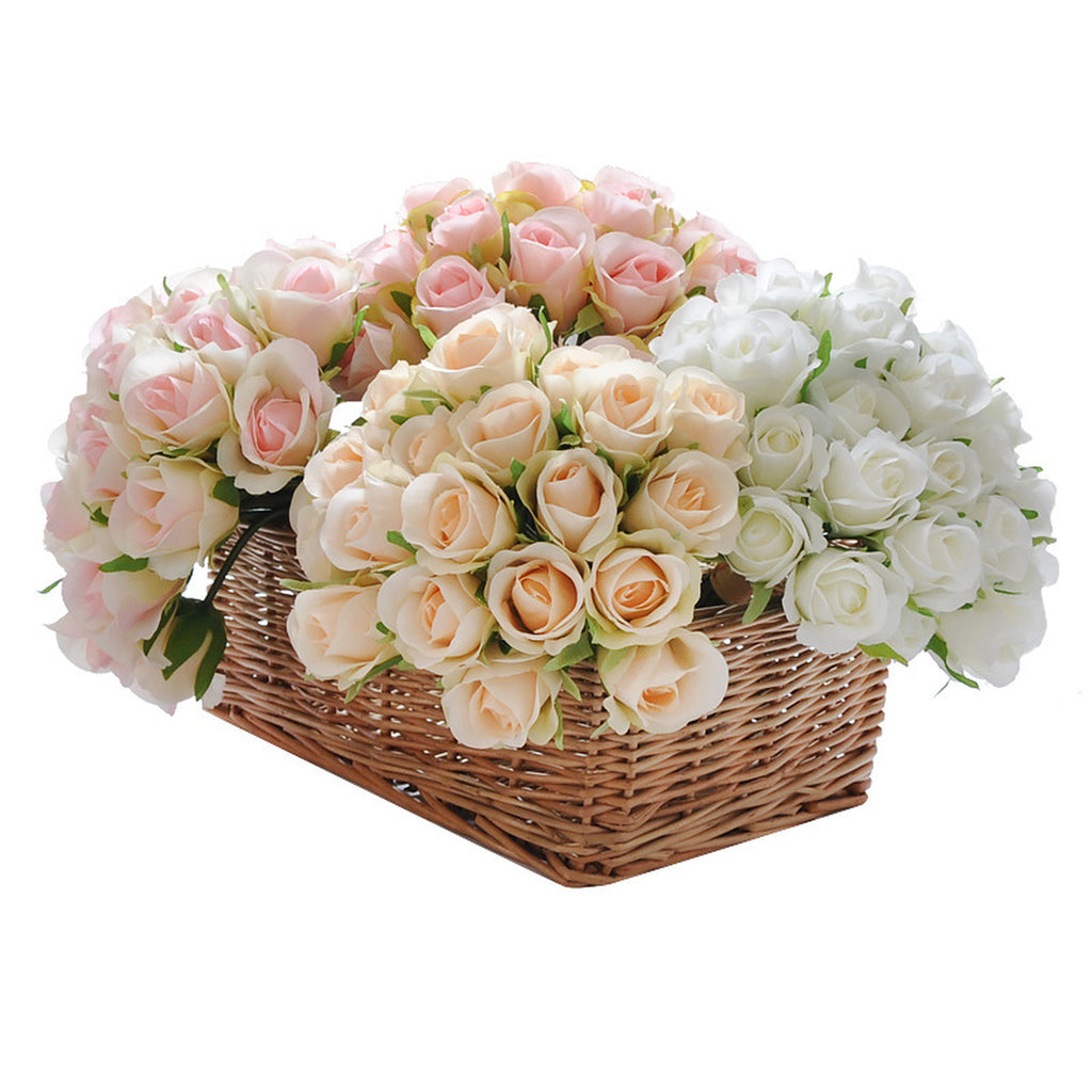 EVERIVELLE 8.7-Inch 22-Head Artificial Mini Rosebud Bouquet