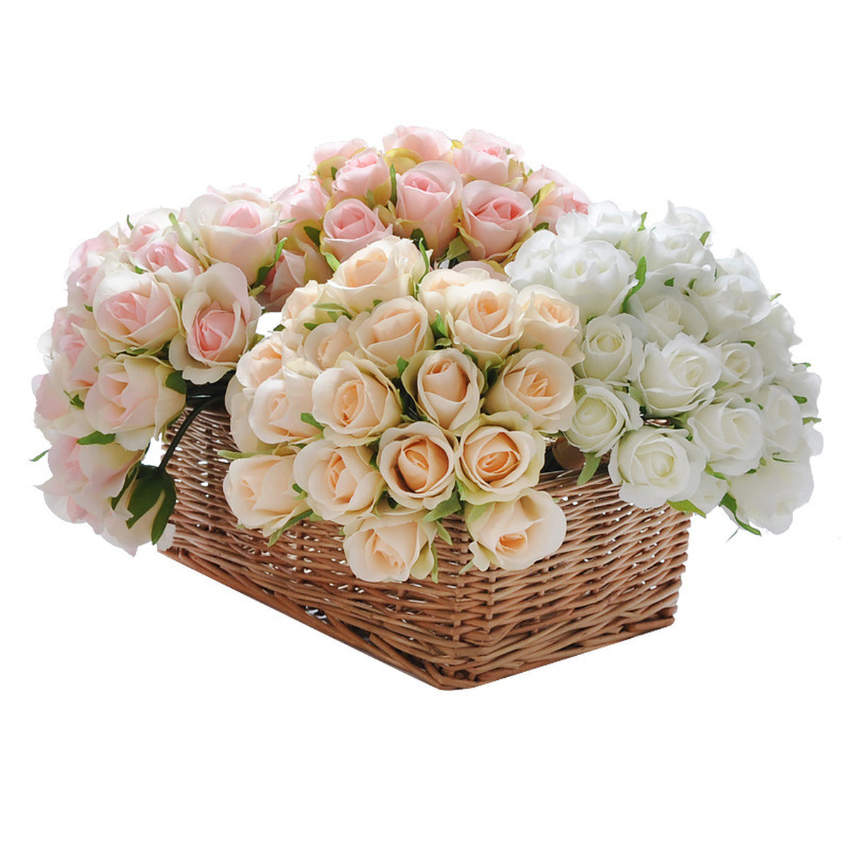 EVERIVELLE 8.7-Inch 22-Head Artificial Mini Rosebud Bouquet