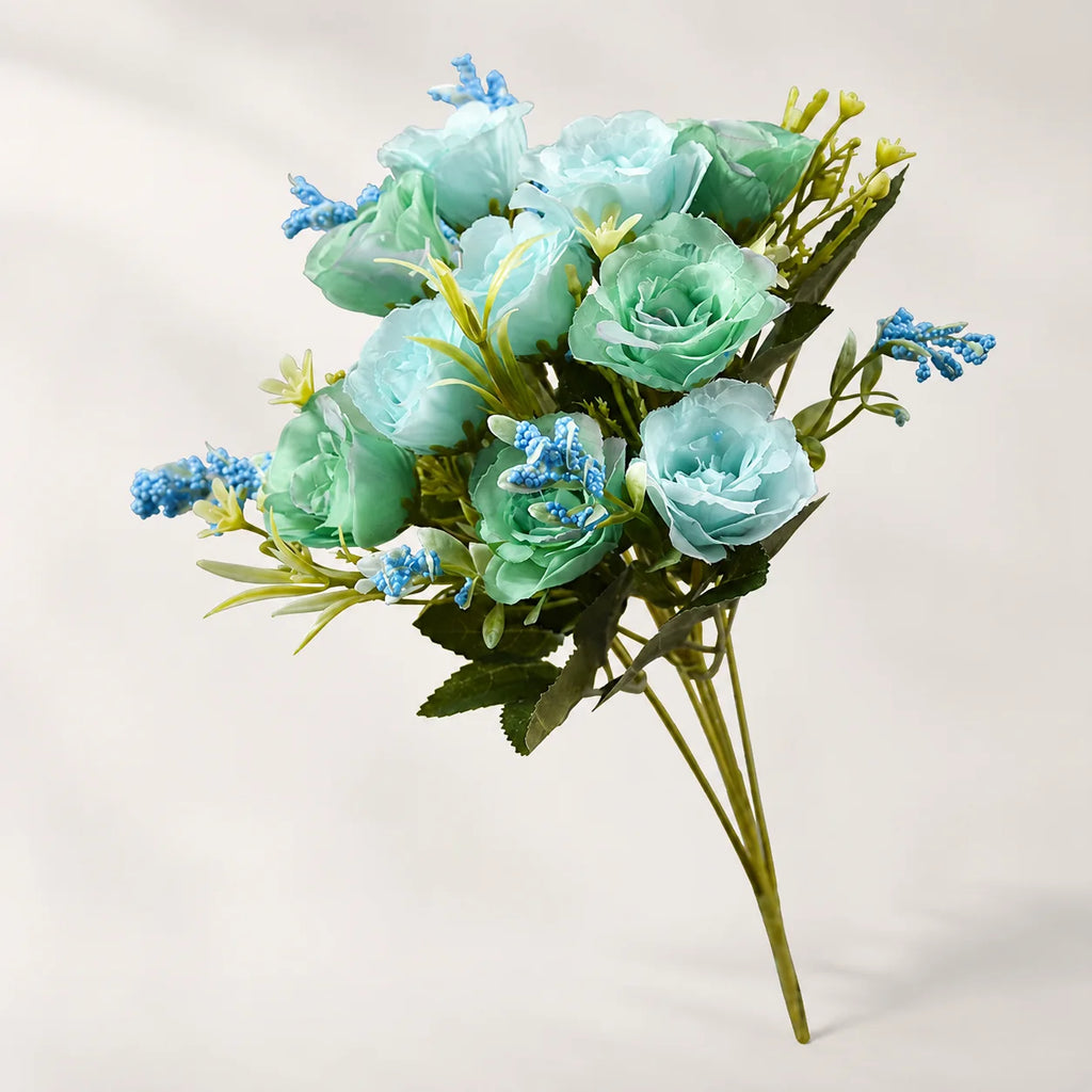 EVERIVELLE 10-Head Mini Artificial Rose Bouquet