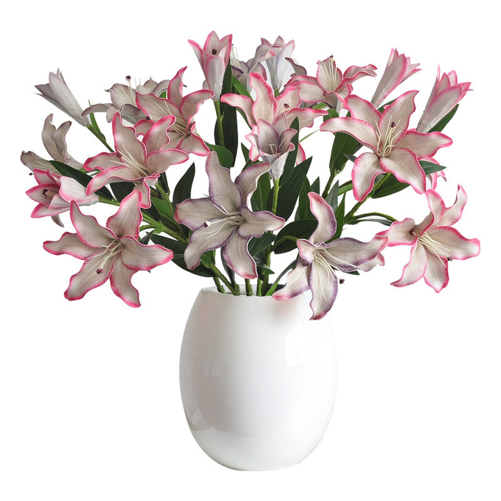 EVERIVELLE Three-Head Painted Artificial Lily Stem