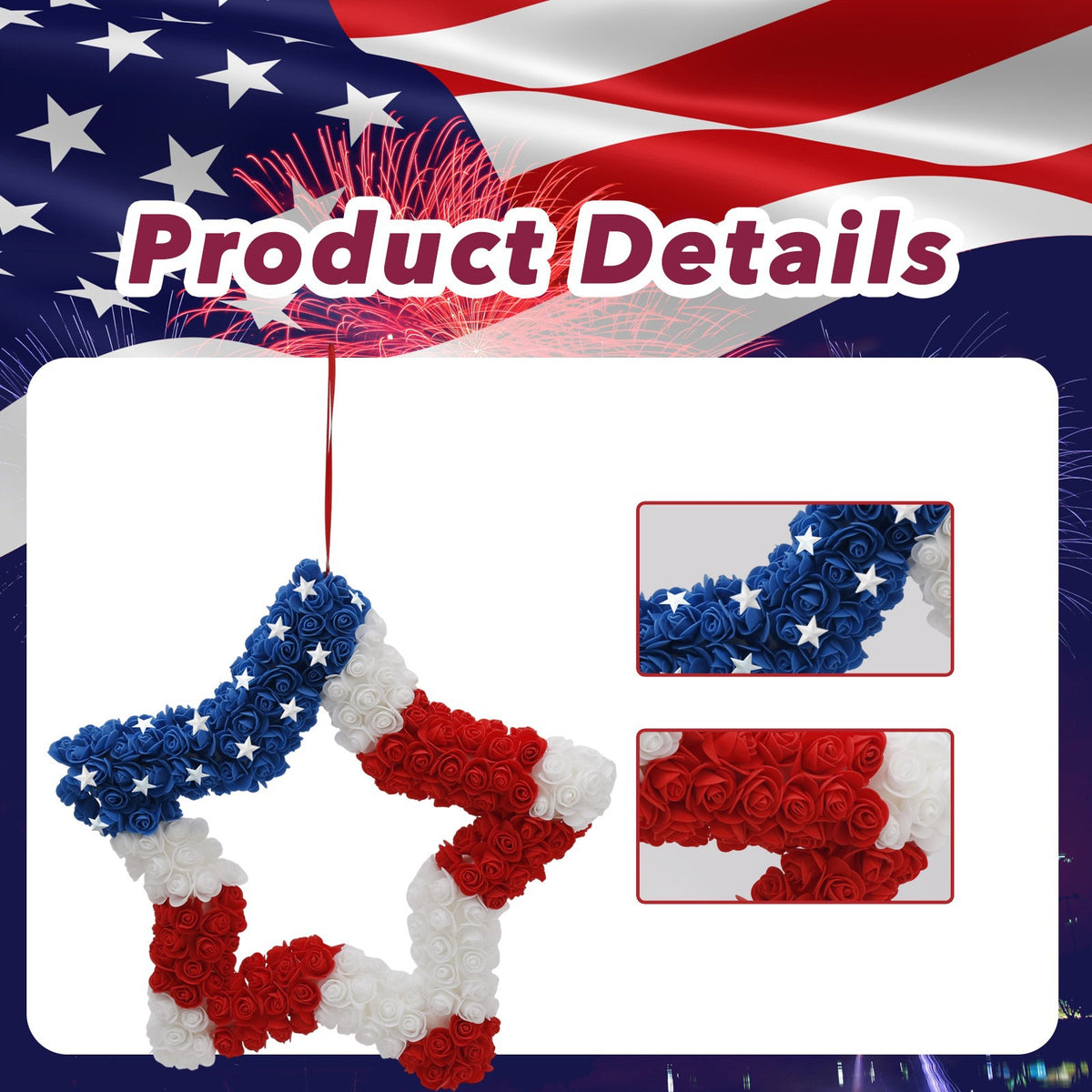 Patriotic Red, White & Blue Star Wreath