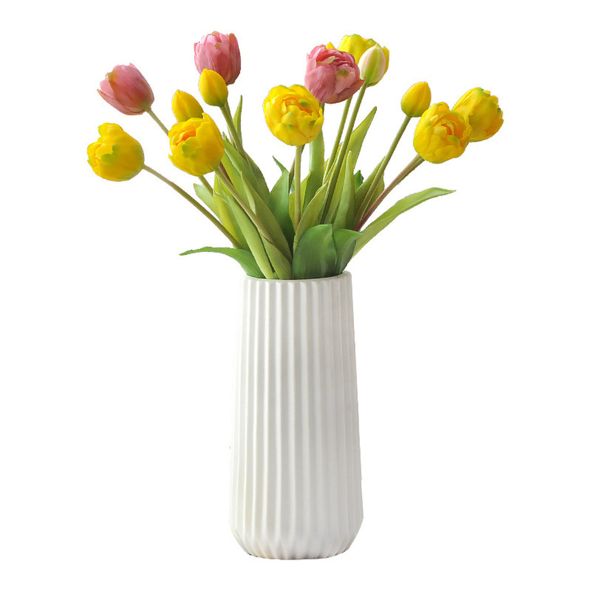 EVERIVELLE 15.7-Inch Five-Head Multi-Layer Soft-Touch Tulip Bouquet