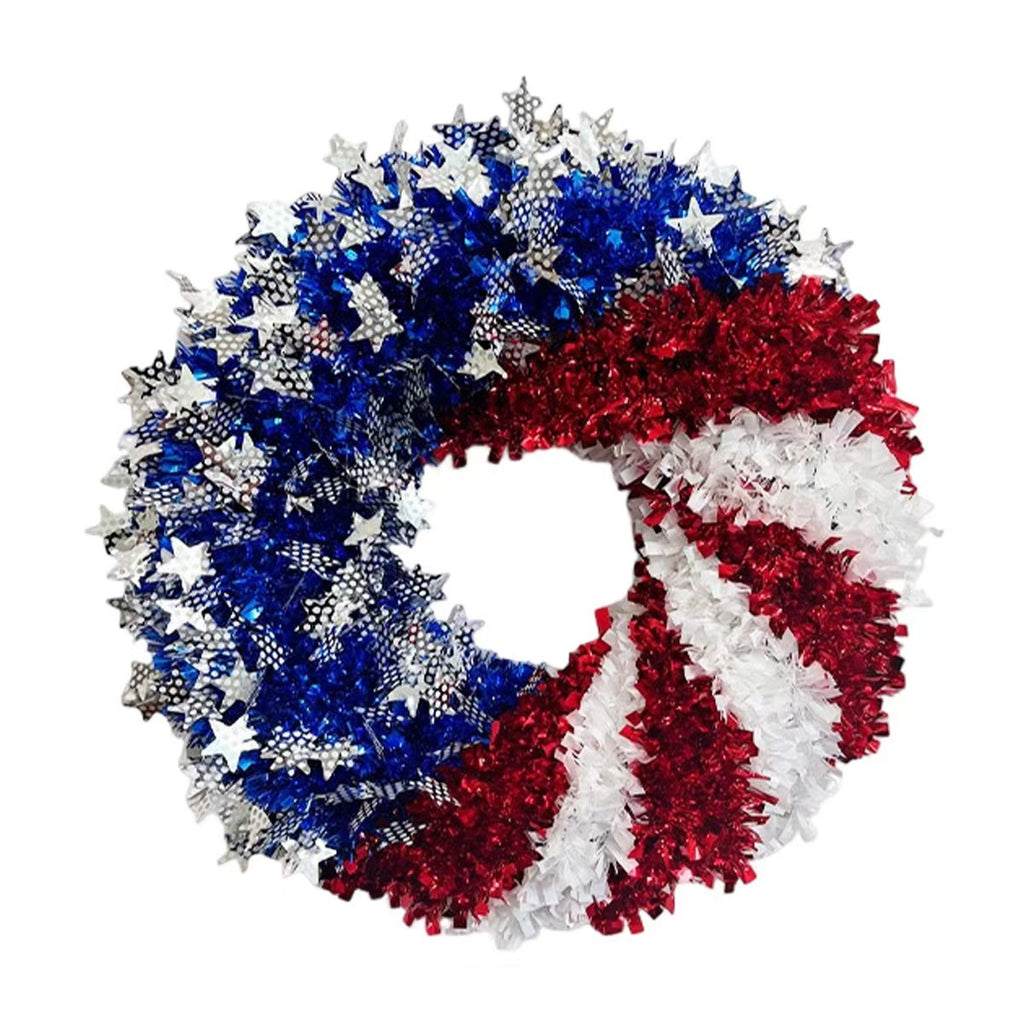 Patriotic Flag Tinsel Wreath
