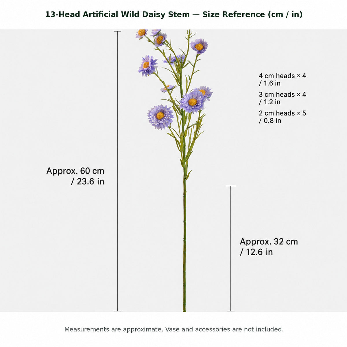 EVERIVELLE 13-Head Artificial Wild Daisy Stem