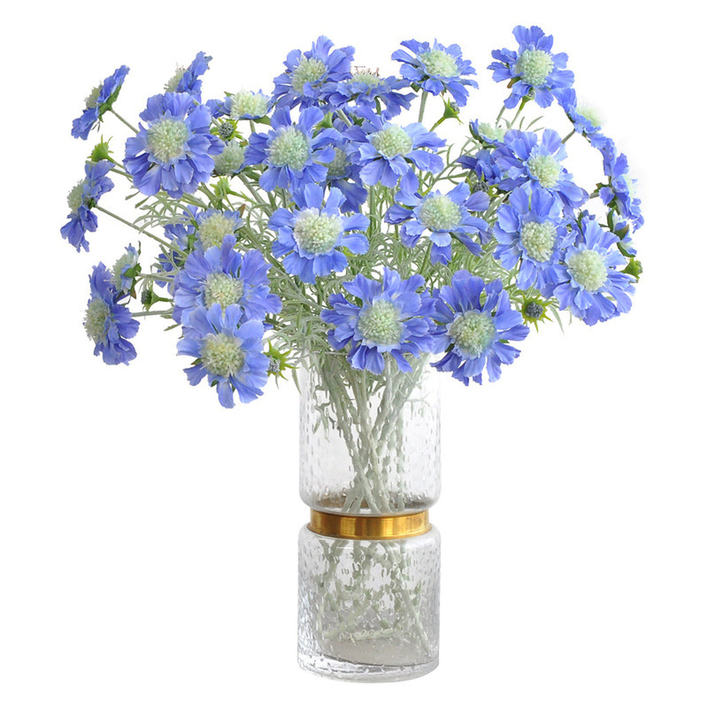 EVERIVELLE 23.6-Inch Four-Head Flocked Artificial Pincushion Flower Stem