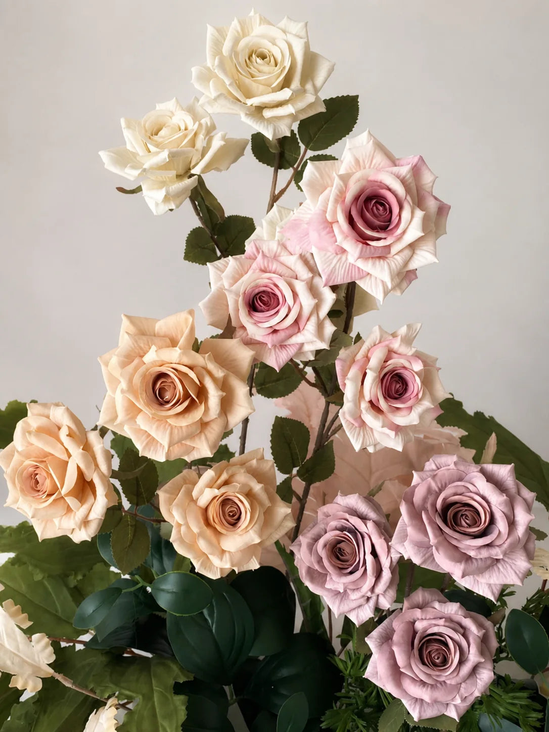 EVERIVELLE Three-Head Cappuccino Artificial Rose Spray