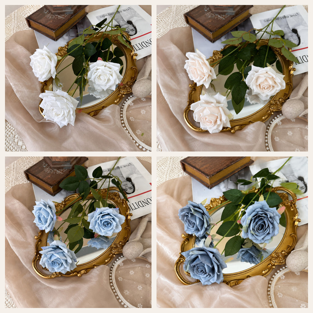 EVERIVELLE Three-Head Artificial Manta Rose Stem