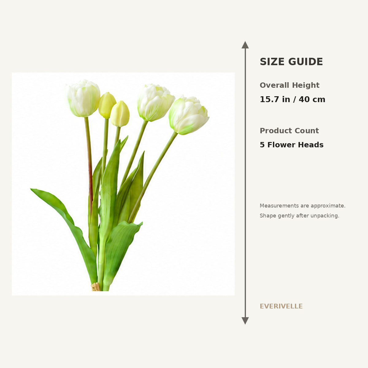 EVERIVELLE 15.7-Inch Five-Head Multi-Layer Soft-Touch Tulip Bouquet