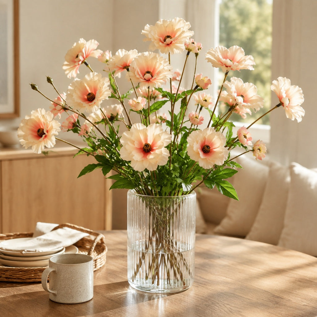 EVERIVELLE Three-Head Artificial Butterfly Ranunculus Stem