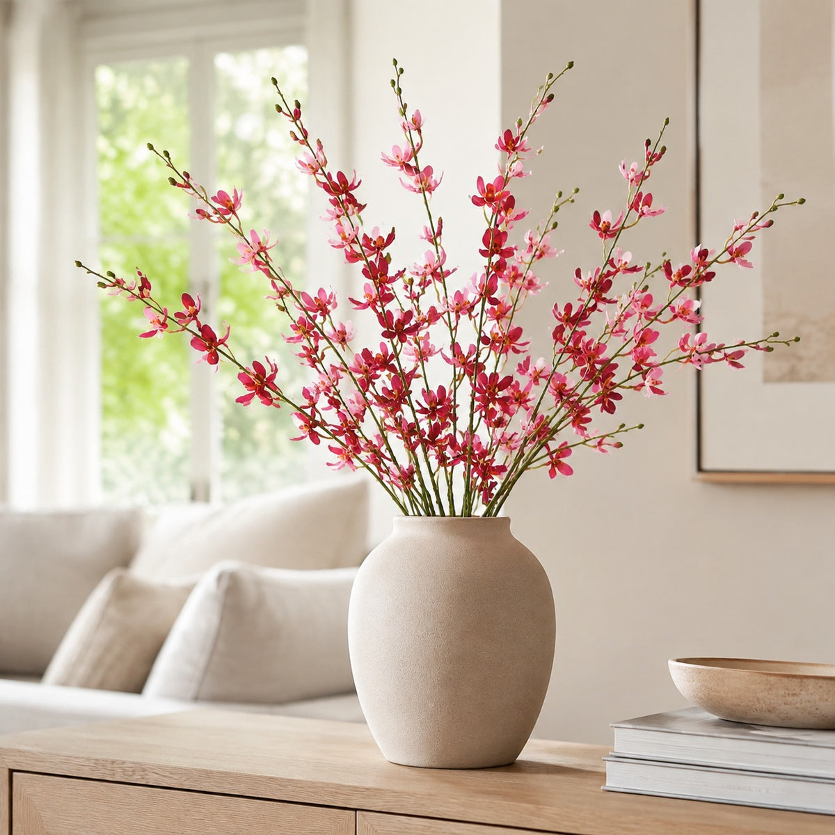 EVERIVELLE Five-Branch Artificial Vanda Orchid Stem