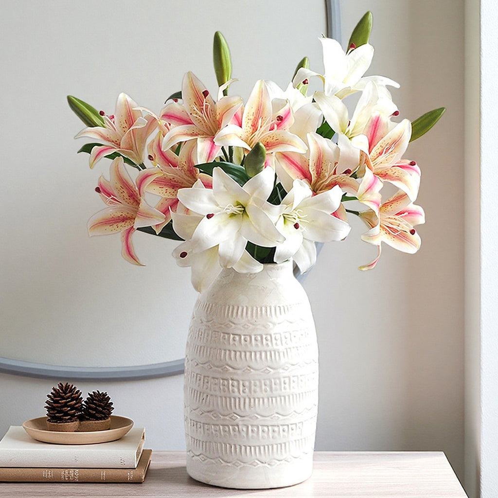 EVERIVELLE Three-Head Painted Artificial Lily Stem