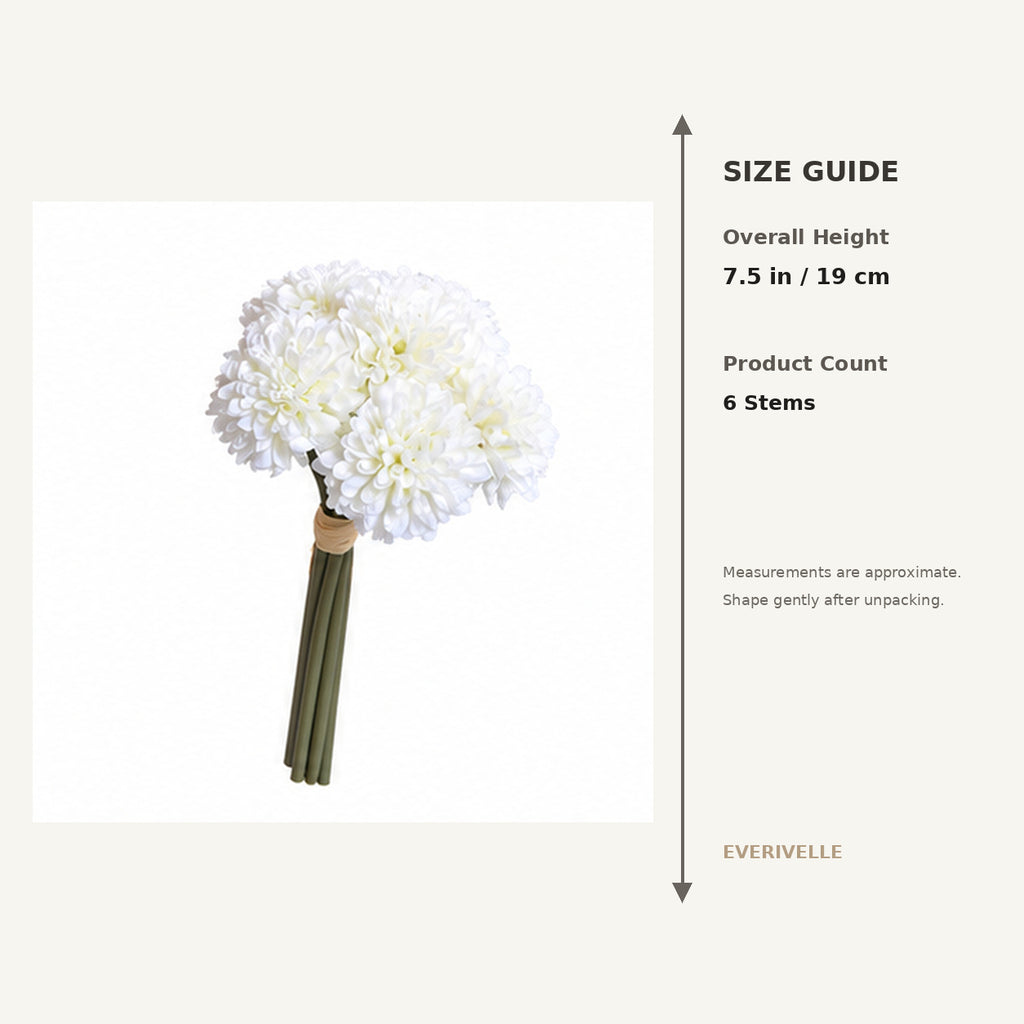EVERIVELLE 7.5-Inch Six-Stem Mini Pom-Pom Chrysanthemum Bouquet