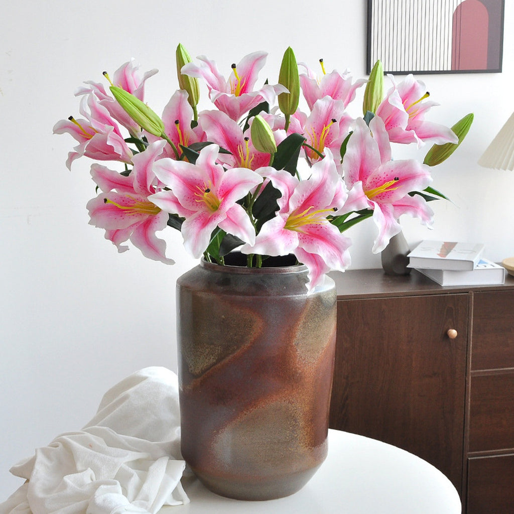 EVERIVELLE Three-Head Painted Artificial Lily Stem
