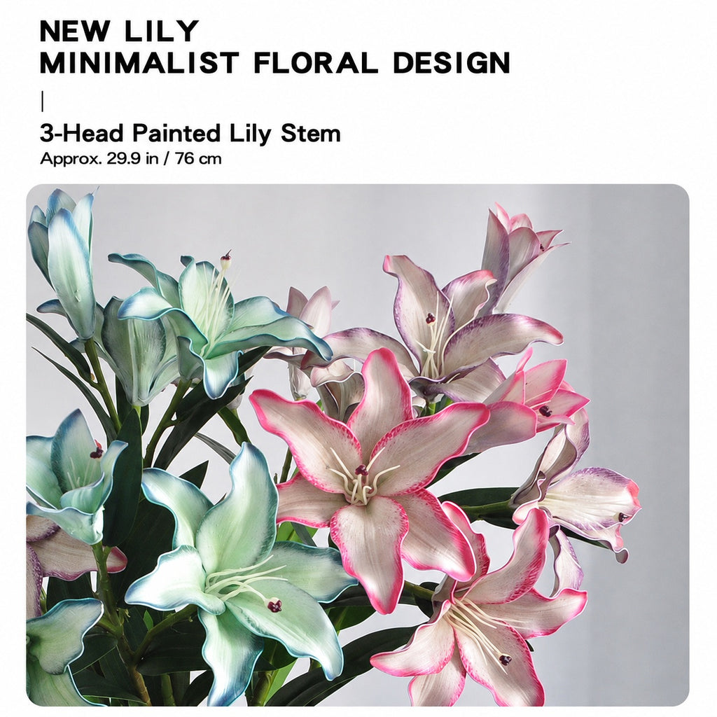 EVERIVELLE Three-Head Painted Artificial Lily Stem