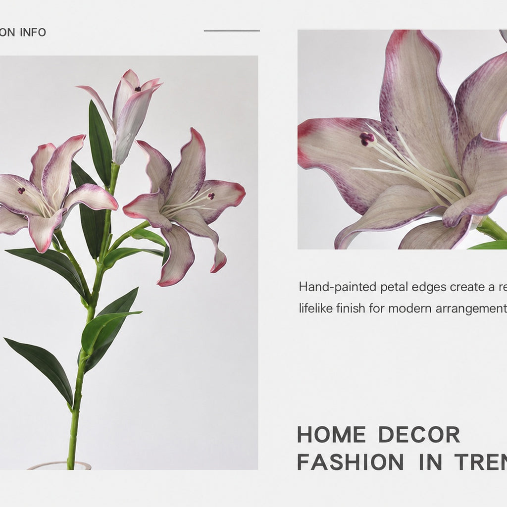 EVERIVELLE Three-Head Painted Artificial Lily Stem
