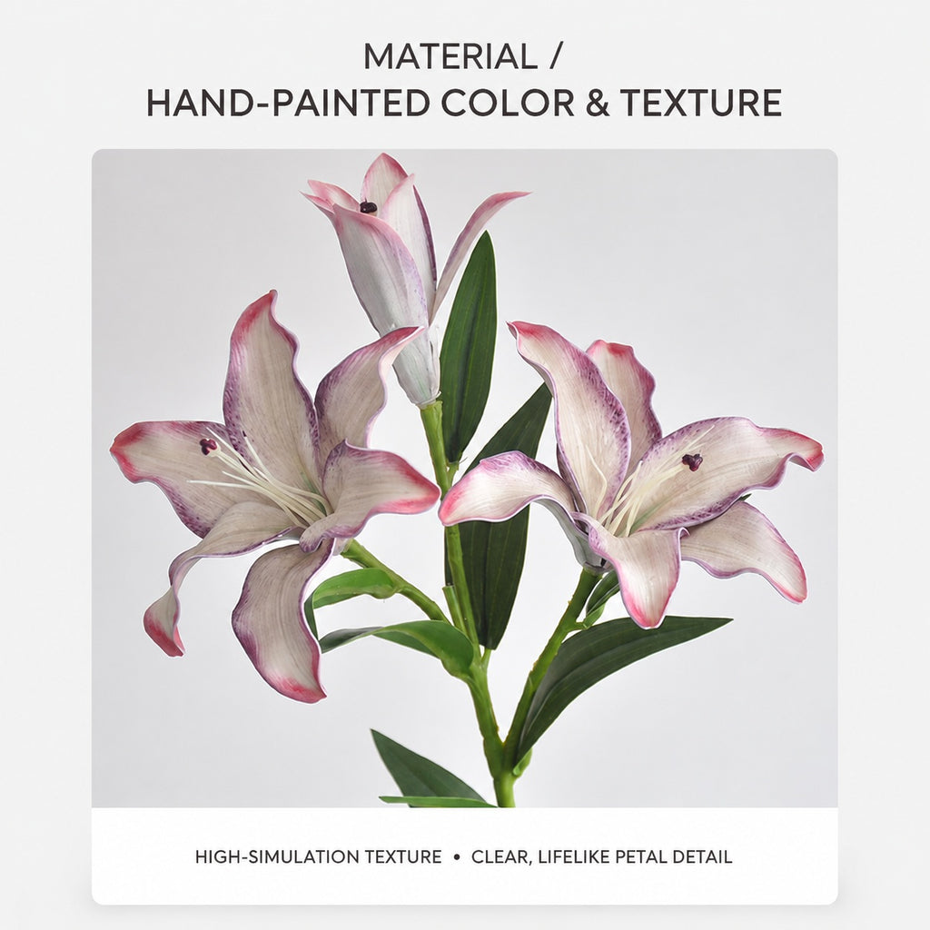 EVERIVELLE Three-Head Painted Artificial Lily Stem