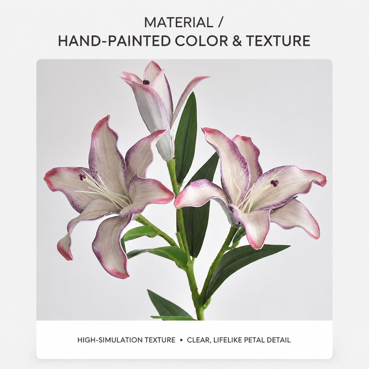 EVERIVELLE Three-Head Painted Artificial Lily Stem