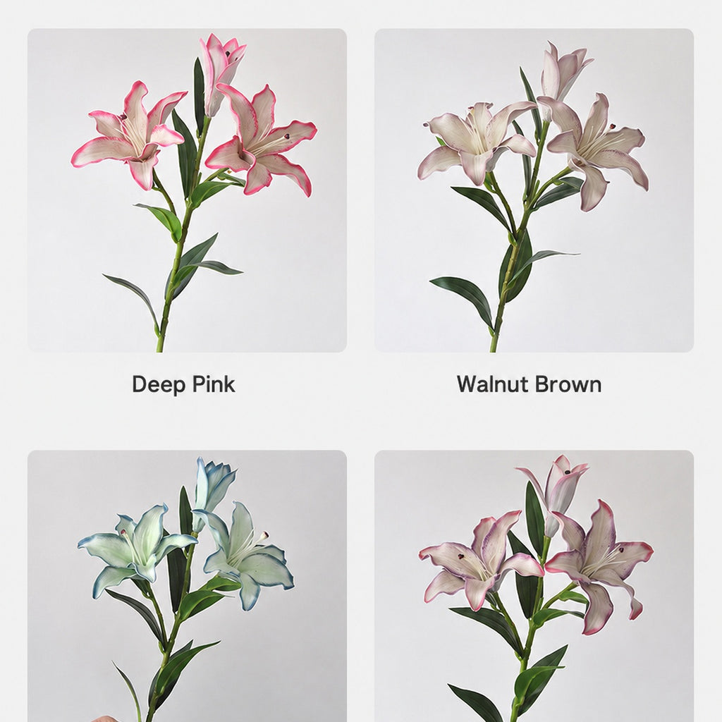 EVERIVELLE Three-Head Painted Artificial Lily Stem