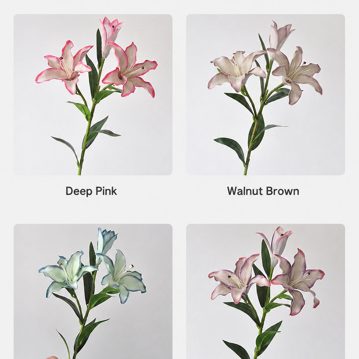 EVERIVELLE Three-Head Painted Artificial Lily Stem