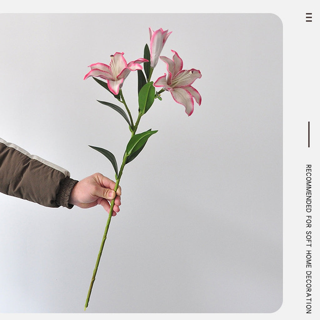 EVERIVELLE Three-Head Painted Artificial Lily Stem