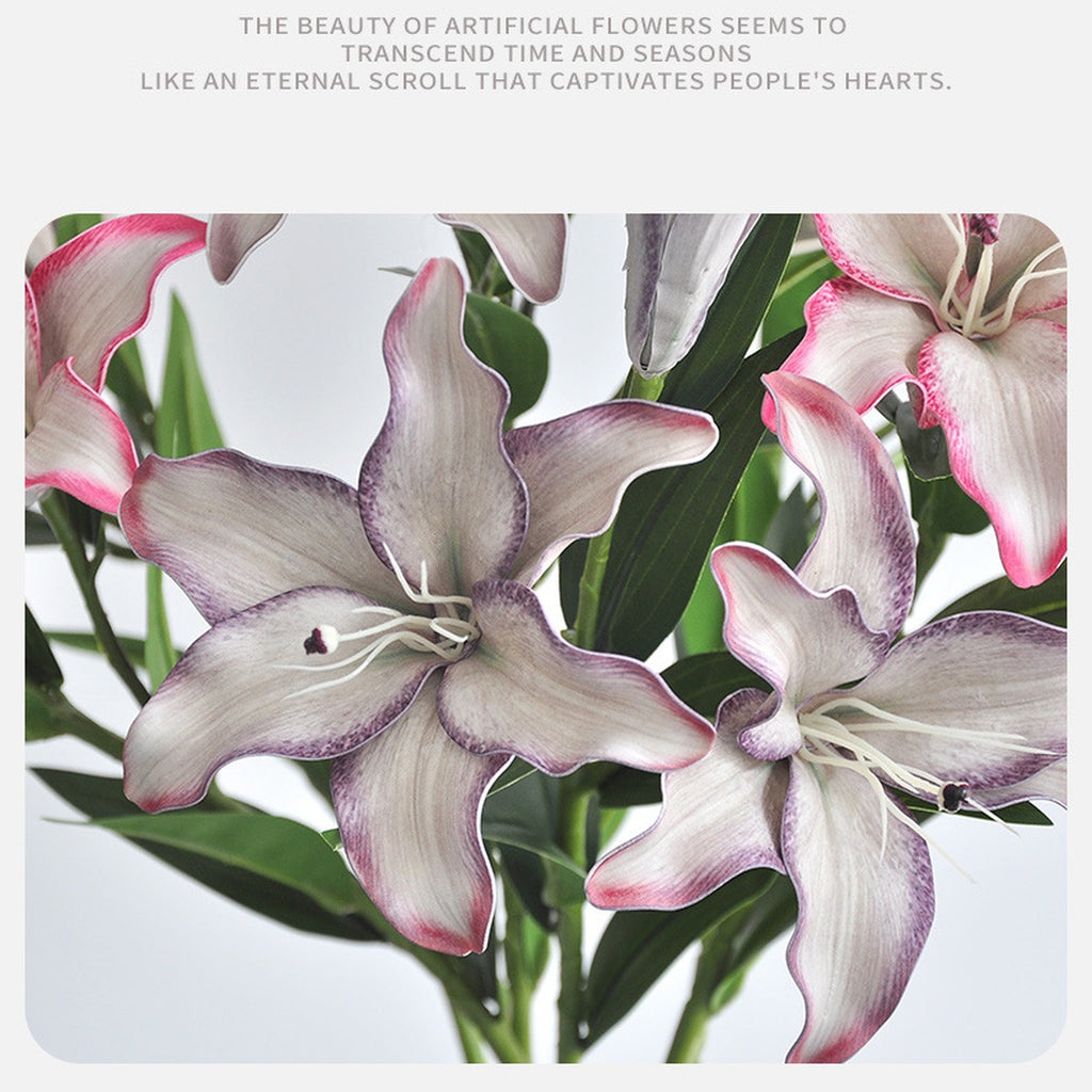 EVERIVELLE Three-Head Painted Artificial Lily Stem