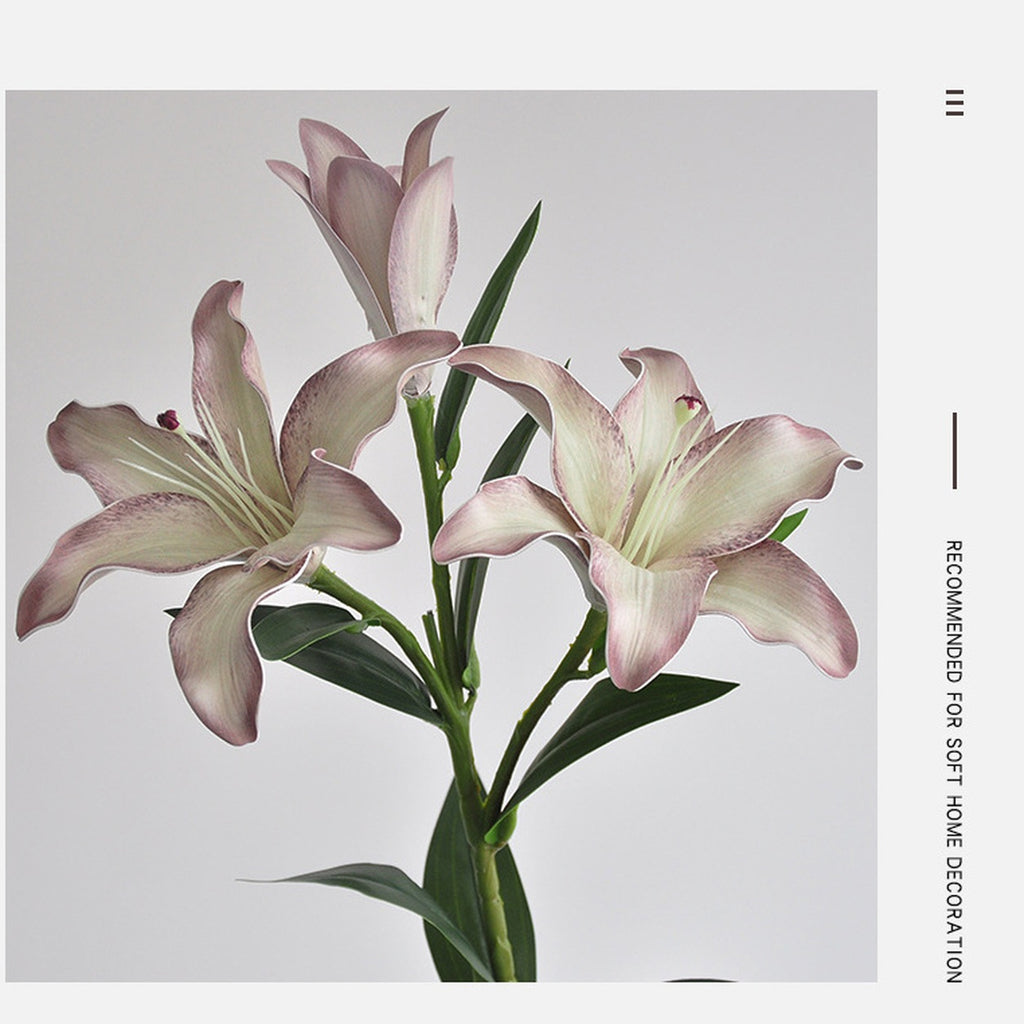 EVERIVELLE Three-Head Painted Artificial Lily Stem