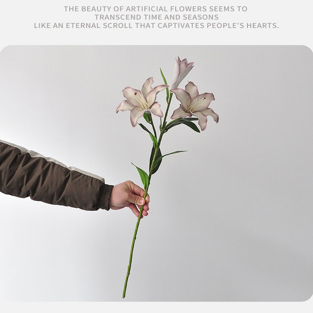 EVERIVELLE Three-Head Painted Artificial Lily Stem