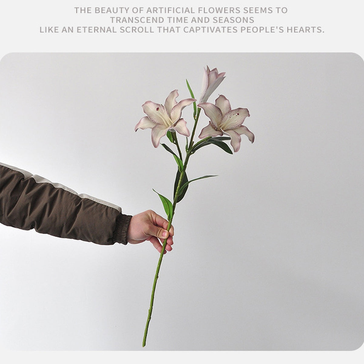 EVERIVELLE Three-Head Painted Artificial Lily Stem