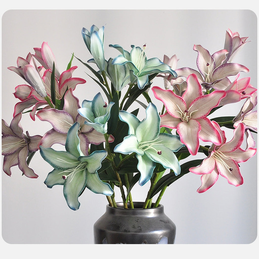 EVERIVELLE Three-Head Painted Artificial Lily Stem
