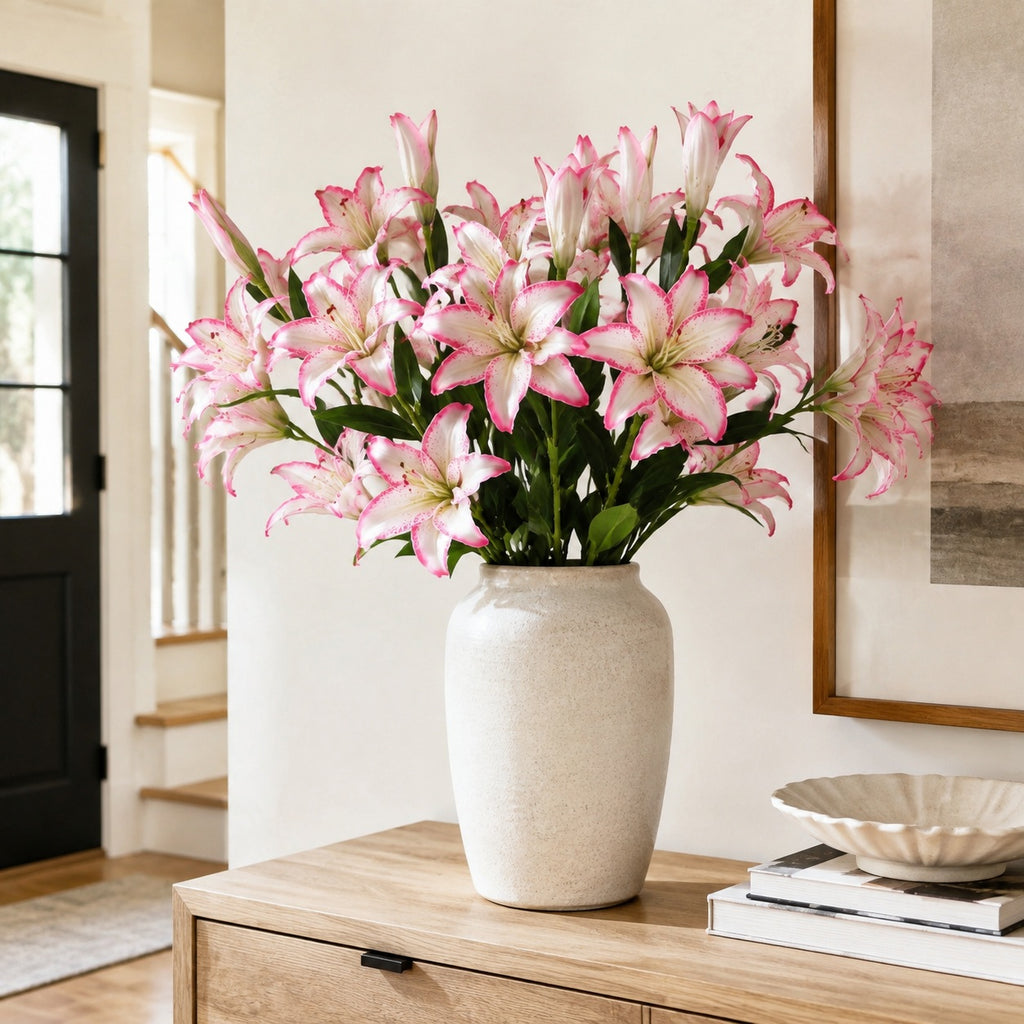 EVERIVELLE Three-Head Painted Artificial Lily Stem
