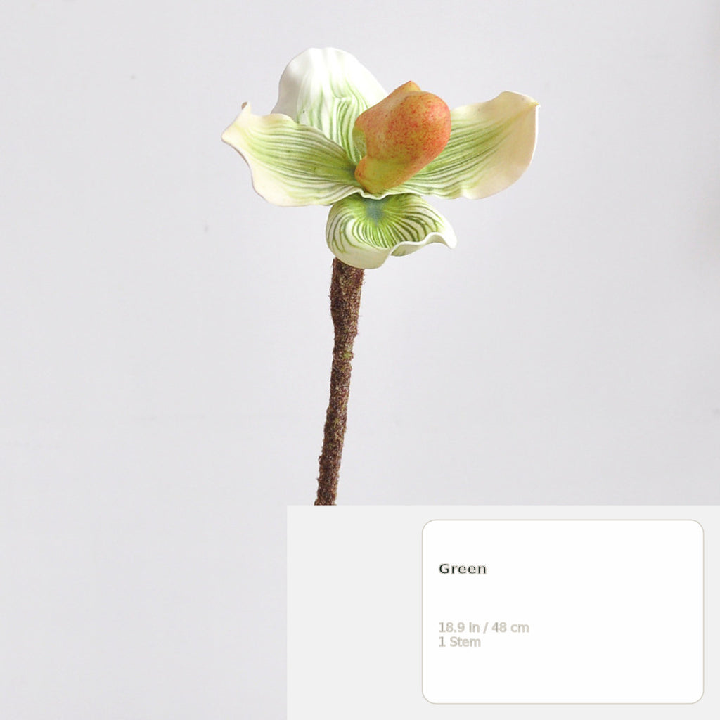 EVERIVELLE Artificial Paphiopedilum Slipper Orchid Stem