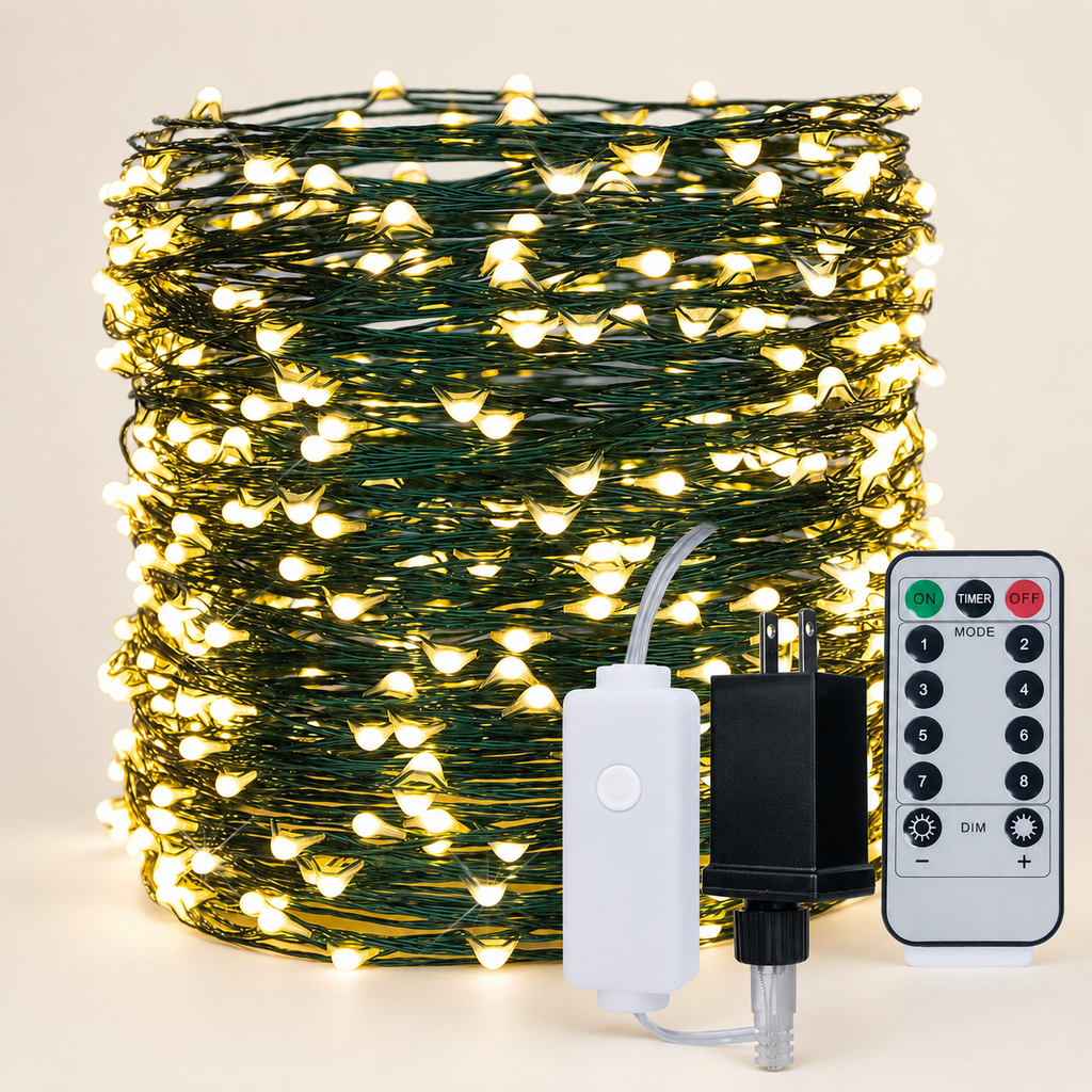 Heart LED string lights warm white US plug