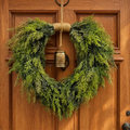 Heart shaped cedar wreath front door