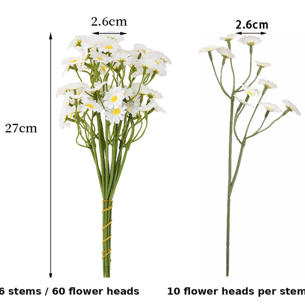 EVERIVELLE Six-Stem Artificial Chamomile Daisy Bundle