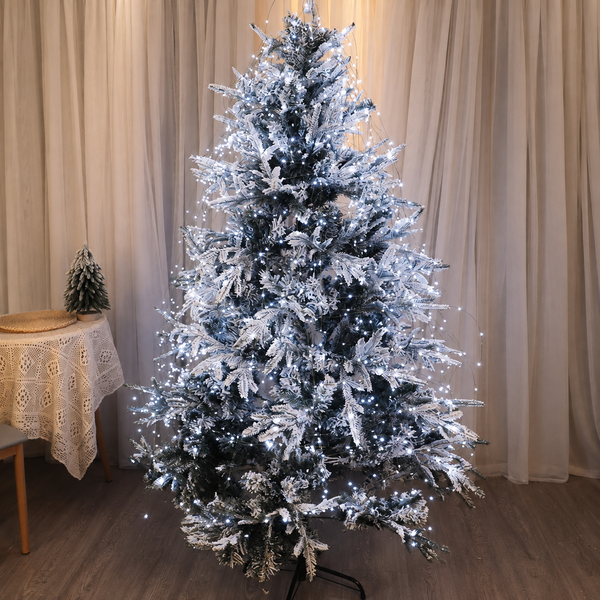 LED string lights cool white tree