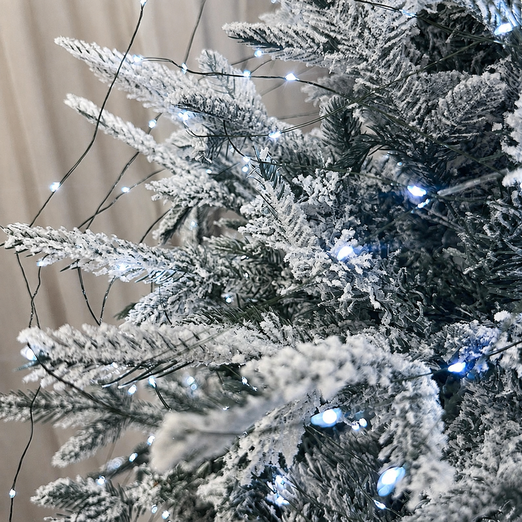 LED string lights cool white tree detail