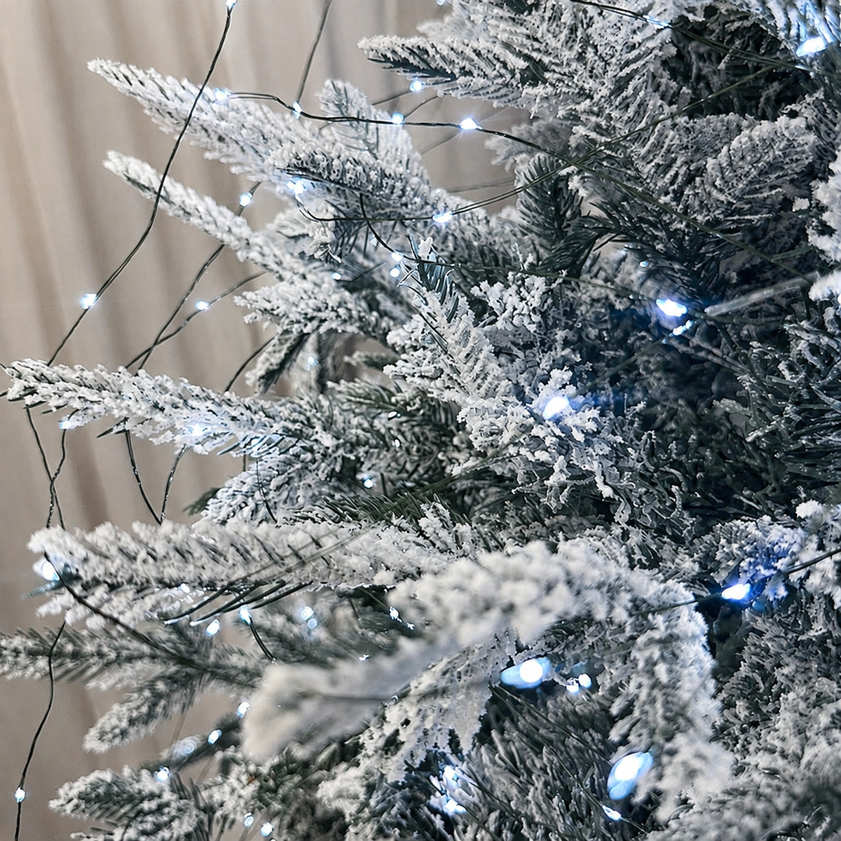 LED string lights cool white tree detail